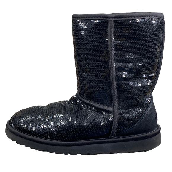 UGG Women's Classic Short Black Sequin Winter Boot Size US 7 - Picture 3 of 12